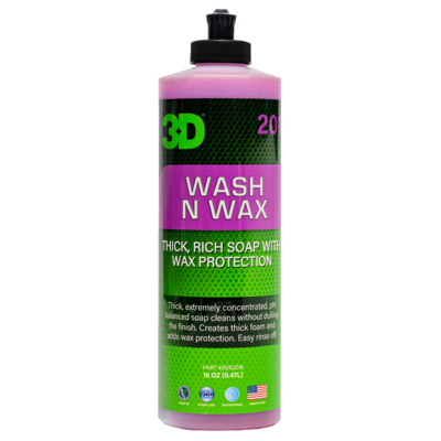 3D Рh-сбалансированный шампунь с воском 2 в 1 для кузова 0.48л Wash N Wax 201OZ16