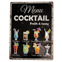 Табличка металлическая 30x40 см «Menu Cocktail» DE-3040-MC