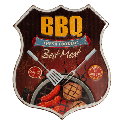 Табличка металлическая фигурная 33х39 см «BBQ» DE-3339-BBQ