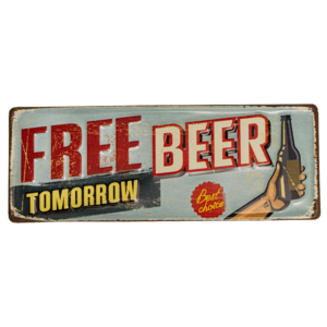 Табличка металлическая 40х15 см «Free beer» DE-4015-FB