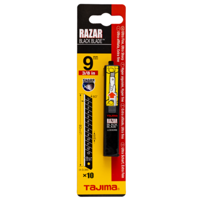 TAJIMA Лезвия RAZAR BLACK, 9 мм, обламывающиеся с покрытием, 10 шт. в футляре LB30RBC
