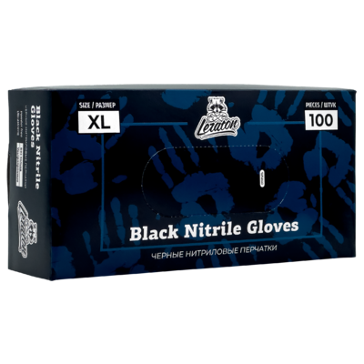 Перчатки нитриловые, черные LERATON, XL 100шт