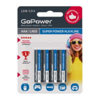 GoPower Батарейка LR03 AAA BL4 Alkaline 1.5V, мизинчиковая (4 шт)