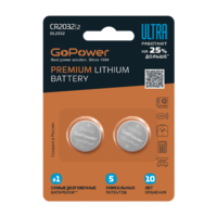 GoPower Батарейка ULTRA CR2032 BL2 Lithium 3V (2 шт)