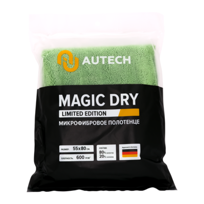 AuTech Микрофибровое полотенце для сушки авто (зелёное) Magic Dry 55x80 см 600гр/м2 Au-249g