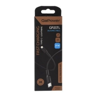 GoPower Кабель GP21TL Type-C (m)-Lightning (m) 1.0м 3.0A 27W силикон черный (1/200/800)